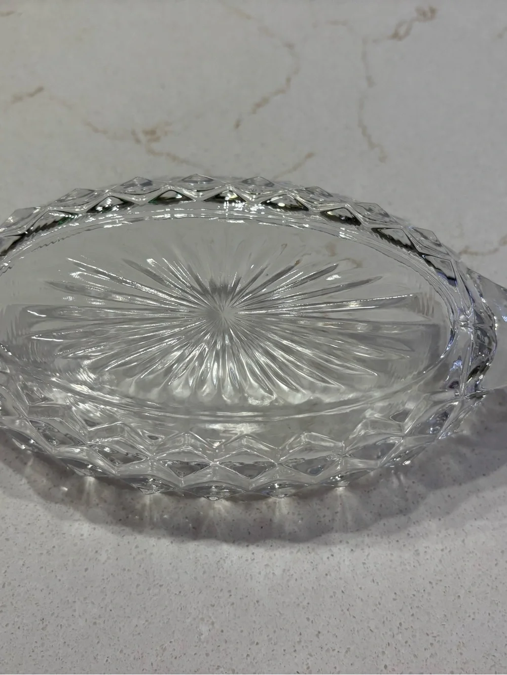 Vintage Fostoria American Clear Glass Gondola / Boat Shaped Relish Dish